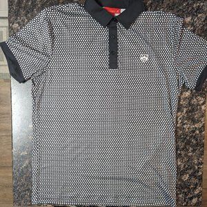 REDVANLY Performance Polo Shirt Fenway Golf Club Black W/ White Dots